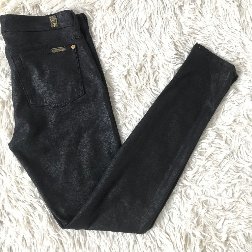 7 For All Mankind Crackle Leather Skinny Jean - Picture 7 of 8